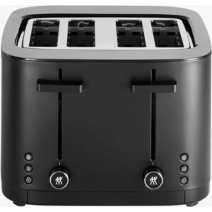 ZWILLING Enfinigy 4 Slice Toaster with Extra Wide 1.5" Slots for Bagels, 7 Toast Settings, Even Toasting, Reheat, Cancel, Defrost, Black
