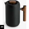 Fellow Clara French Press Coffee Maker - Portable Stainless Steel Coffee Press, Insulated Manual Brewer, Matte Black with Walnut, 24 oz Carafe