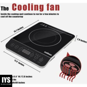 Induction Cooktop, CUSIMAX 1800W Portable Induction Burner with Timer, Sensor Touch Countertop Burner, 10 Temperature and 9 Power Setting, Kids Safety Lock for Cast Iron, Stainless Steel Cookware