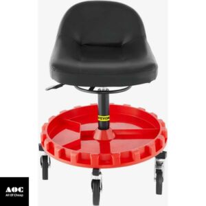 VEVOR Shop Stool, 300 LBS Rolling Garage Stool, 18” to 23” Adjustable Height Mobile Rolling Gear Seat