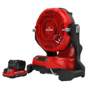 CRAFTSMAN 7.5-in 20-Volt 3-Speed Outdoor Red Misting Personal Fan