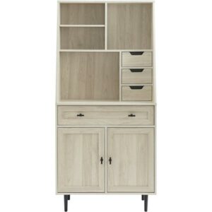 Walker Edison - 4 Drawer Cabinet Storage Computer Desk with Hutch - Birch