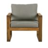 Walker Edison - Deep Seated Acacia Wood Patio Chair with Ottoman - Brown