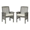 Walker Edison - Cypress Acacia Wood Patio Chairs, Set of 2 - Grey Wash