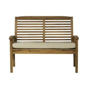 Walker Edison - Patio Outdoor Cypress Acacia Wood Garden Bench - Brown