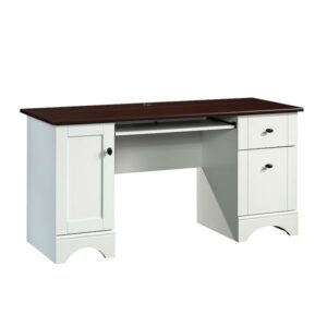 Sauder - Computer Desk with Cherry Top Finish - Soft White