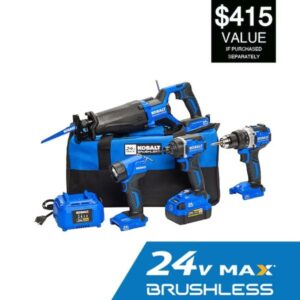 Kobalt Next-Gen 4-Tool Brushless Power Tool Combo Kit with Soft Case (1-Battery Included and Charger Included)