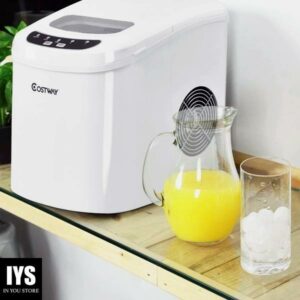 Costway White Portable Compact Electric Ice Maker Machine Mini Cube 26lb/Day