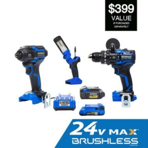 Kobalt XTR 3-Tool Brushless Power Tool Combo Kit with Hard Case (2-Batteries Included and Charger Included)