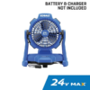 Kobalt 7-in 24-Volt 3-Speed High Velocity Indoor or Outdoor Blue Misting Jobsite Fan (Battery and Charger Not Included)