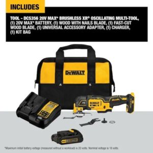 DEWALT Cordless Brushless 20-volt Max 3-speed 6-Piece Oscillating Multi-Tool Kit with Soft Case (1-Battery Included)