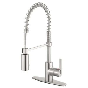 Project Source Flynt Stainless Steel Single Handle Pull-down Kitchen Faucet with Sprayer (Deck Plate Included)
