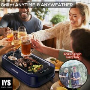 Indoor Grill Electric Grill CUSIMAX Smokeless Grill Portable Korean BBQ Grill with Turbo Smoke Extractor Technology, Non-stick Removable Grill Plate, Tempered Glass Lid, Great for Party(Single Plate)