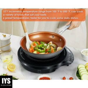 NUWAVE Flex Precision Induction Cooktop, Portable, Large 6.5” Heating Coil, Temperature from 100F to 500F, 3 Wattage Settings 600, 900, and 1300w