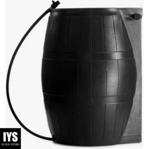FCMP Outdoor RC4000-BLK 50 Gallon Flat Back Outdoor Home Rain Catcher Water Storage Collection Barrel for Watering Outdoor Plants and Gardens, Black
