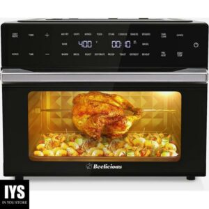 Beelicious 32QT Extra Large Air Fryer, 19-In-1 Air Fryer Toaster Oven Combo with Rotisserie and Dehydrator, Digital Convection Oven Countertop Airfryer Fit 13" Pizza, 6 Accessories, 1800w, Black