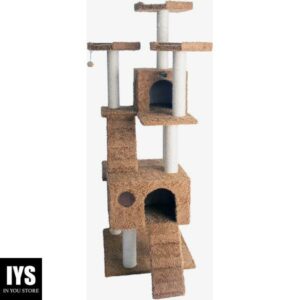 Armarkat Large 74" Cat Tree, Real Wood Cat House for Family with Couple Cats, Brown (A7407)