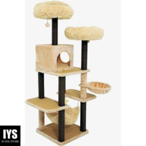 Catry Babylon Cat Tree - A Dynamic Complex Cat Tower with Cat Hammock, Scratching Post, and Playful Toys Invariably Trap Kitten to Stay Around This Easy Assembled Sturdy Cat Furniture (Grey)