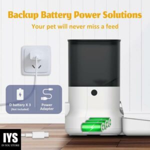 DOGNESS Automatic Cat Feeders, Dog Food Dispenser with Voice Recorder, Dual Power Supply Timed Auto Pet Feeder, Easily Programmable Timer for 1-6 Meals,1-40 Portions Daily, Clog-Free Design, 4L, White