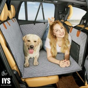 YJGF Back Seat Extender for Dogs, Seat Cover for Back Seat Bed Inflatable (Grey)