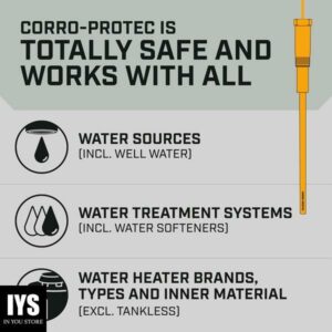 Corro-Protec™ Powered Anode Rod for Water Heater, 20-Year Warranty, Eliminates Rotten Egg/Sulfur Smell, 90-120 Gallons