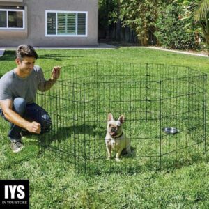 EveryYay Stretch Your Legs Adjustable Black Exercise Pen for Dogs, 30" H