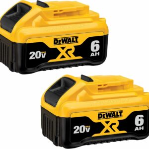 DEWALT 20V MAX Battery, 6 Ah, 2-Pack, Fully Charged in Under 90 Minutes (DCB206-2)