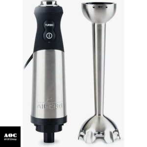 All-Clad Electrics Stainless Steel Immersion Blender 2 Piece Turbo Function 600 Watts Detachable, Variable Speed Control, Hand Blander, 9-1/4-inch