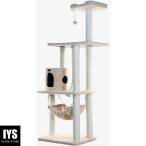 Armarkat 70" Real Wood Cat Furniture,Ultra Thick Faux Fur Covered Cat Condo House A7005, Beige