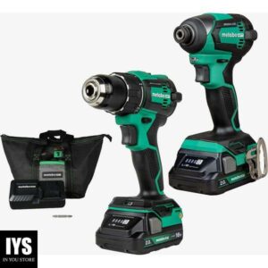 Metabo HPT 18V MultiVolt™ Cordless Brushless Driver Drill & Impact Driver Combo Kit | Includes 2-18V 2.0Ah Batteries | Lifetime Tool Warranty | KC18DEXQB