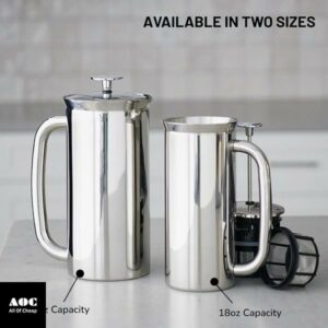 ESPRO - P7 French Press - Double Walled Stainless Steel Insulated Coffee and Tea Maker - Polished Stainless Steel, 32 Oz