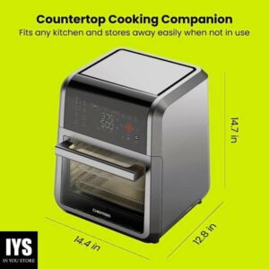 CHEFMAN ExacTemp™ 12 Quart 5-in-1 Air Fryer with Integrated Smart Cooking Thermometer, 28 Touchscreen Presets, Rotisserie, Dehydrator, Bake, XL Convection Oven with Auto Shutoff, Black