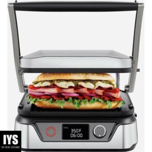 Chefman 5-in-1 Digital Panini Press Grill Sandwich Maker, Sandwich Press and Griddle Grill Combo with Reversible Dishwasher-Safe Grilling Plates, Opens 180 Degrees for Indoor BBQ or Flat Top Grill