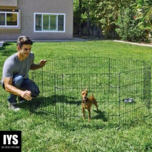 EveryYay Stretch Your Legs Adjustable Black Exercise Pen for Dogs, 24" H