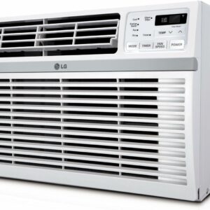 LG 8,000 BTU Window Air Conditioner, 350 Sq.Ft. (14' x 25' Room Size), Quiet Operation, Electronic Control with Remote, 3 Cooling & Fan Speeds, Auto Restart, 115V, White