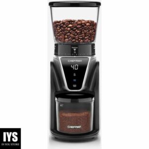 Chefman Conical Burr Coffee Grinder, Create The Boldest & Most Flavorful Grind With 31 Settings From Coarse To Extra Fine, One-Touch Digital Control & 9.7-oz Bean Capacity, Black
