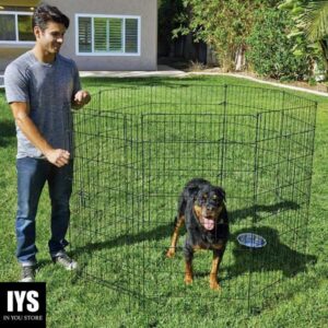 EveryYay Stretch Your Legs Adjustable Black Exercise Pen for Dogs, 48" H