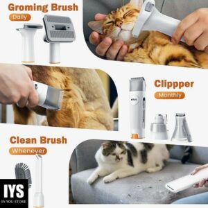 Afloia Dog Grooming Kit, Pet Grooming Vacuum & Dog Clippers Nail Trimmer Grinder & Dog Brush - White