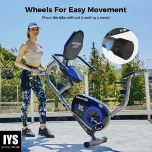 Pooboo Recumbent Exercise Bikes Sit Down Stationary Bicycle Magnetic Resistance Indoor Cycling Bike 380lb, Blue