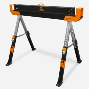 WEN 1300-Pound Capacity Height Adjustable Folding Steel Saw Horse with 2x4 Support Arms, Two Pack
