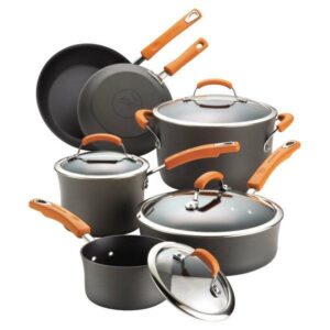Rachael Ray - 10-Piece Nonstick Cookware Set - Gray/Orange