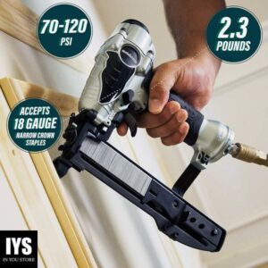 Metabo HPT Finish Stapler | Pro Preferred Brand of Pneumatic Nailers | 18 Gauge | 1/4-Inch Narrow Crown | Accepts 1/2-Inch to 1-1/2-Inch Staples | Ideal for Trim Work, Furniture & Cabinetry | N3804AB3