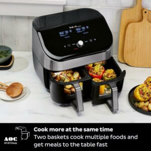 Instant Pot XL 8-QT Dual Basket Air Fryer Oven, From the Makers of Instant Pot,2 Independent Baskets, over 100 Recipes,Stainless Steel