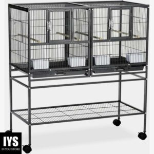 Prevue Pet Products F070 Hampton Deluxe Divided Breeder Cage with Stand,Black Hammertone,1/2"