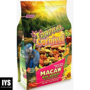 Tropical Carnival F.M. Brown's Gourmet Macaw Food Big Bites for Big Beaks, Vitamin-Nutrient Fortified Daily Diet with Probiotics for Digestive Health - 14lb