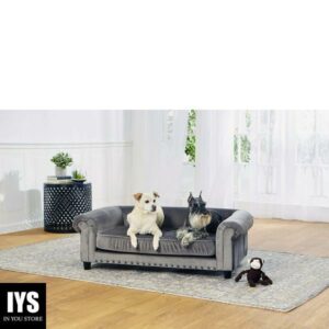 Enchanted Home Pet Co2786-16Gry Manchester Velvet Tufted Pet Sofa in Grey,Medium (26 - 50 lbs)