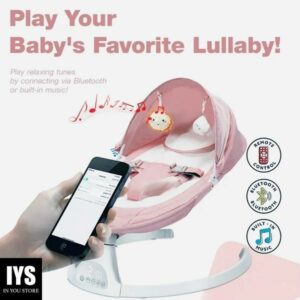 Baby Swing for Infants, Yadala Bluetooth Rocker, Newborn Electric Auto Swing Chair with 5 Gears & Time Set & Music, Pink