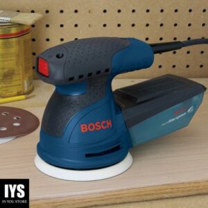 BOSCH ROS20VSC Palm Sander 2.5 Amp 5 In. Corded Variable Speed Random Orbital Sander/Polisher Kit with Dust Collector and Soft Carrying Bag, Blue