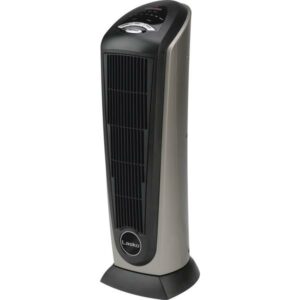 Lasko - Portable Ceramic Tower Space Heater with Remote Control - Black/Silver