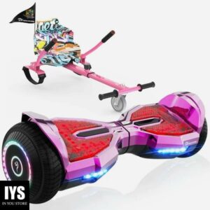 EVERCROSS Hoverboard, 6.5'' Hover Board with Seat Attachment - Rose Red